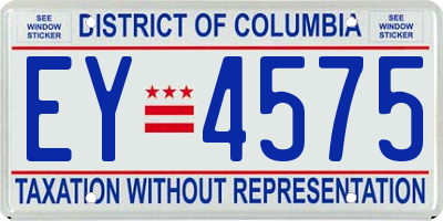 DC license plate EY4575