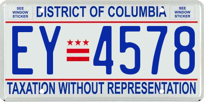 DC license plate EY4578