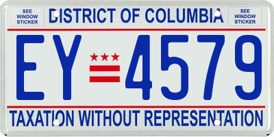 DC license plate EY4579