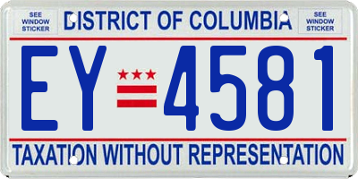 DC license plate EY4581