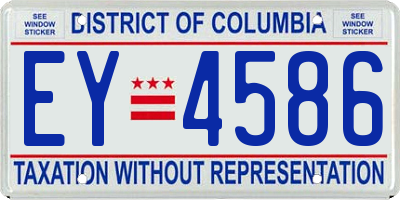 DC license plate EY4586