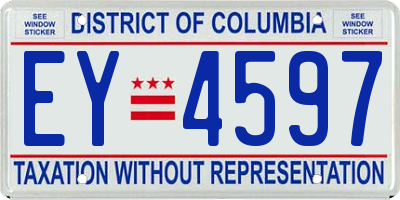 DC license plate EY4597