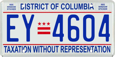 DC license plate EY4604