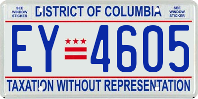 DC license plate EY4605