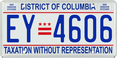 DC license plate EY4606