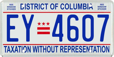 DC license plate EY4607