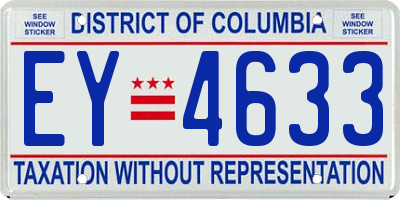 DC license plate EY4633