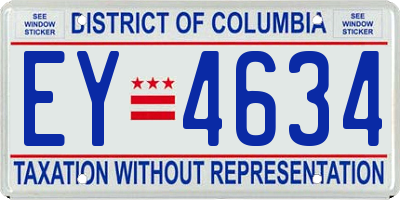 DC license plate EY4634