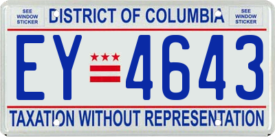 DC license plate EY4643