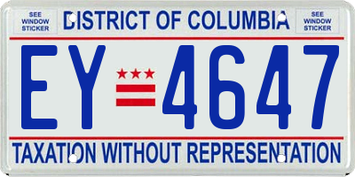 DC license plate EY4647