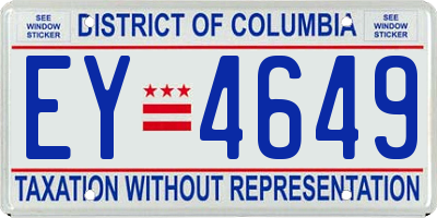 DC license plate EY4649