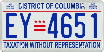 DC license plate EY4651