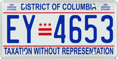 DC license plate EY4653