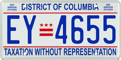 DC license plate EY4655