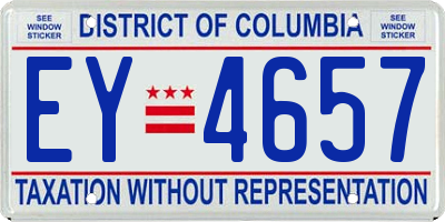 DC license plate EY4657