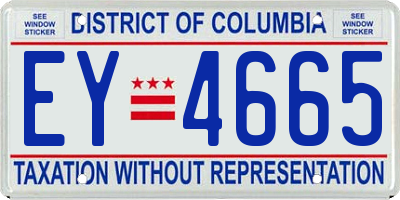 DC license plate EY4665