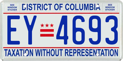 DC license plate EY4693