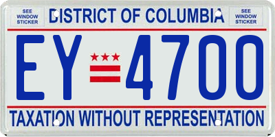 DC license plate EY4700