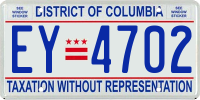 DC license plate EY4702