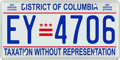 DC license plate EY4706