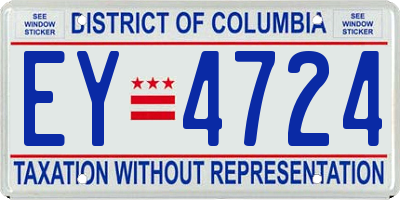 DC license plate EY4724