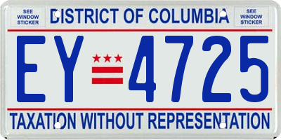 DC license plate EY4725