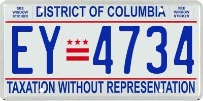 DC license plate EY4734