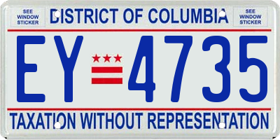 DC license plate EY4735