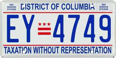 DC license plate EY4749