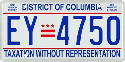 DC license plate EY4750