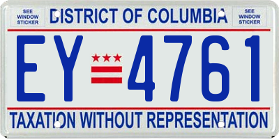 DC license plate EY4761