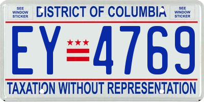 DC license plate EY4769