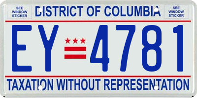 DC license plate EY4781