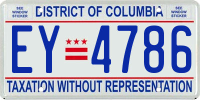 DC license plate EY4786