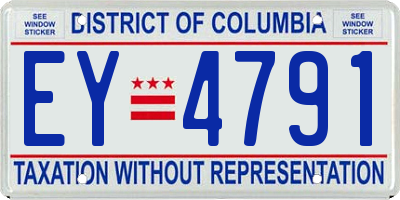 DC license plate EY4791
