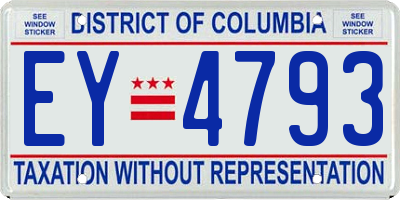 DC license plate EY4793