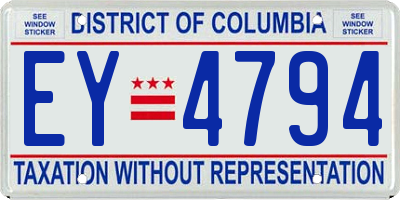 DC license plate EY4794