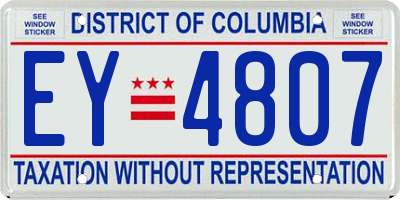 DC license plate EY4807