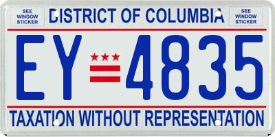 DC license plate EY4835