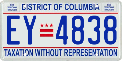 DC license plate EY4838