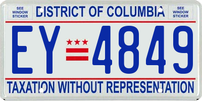 DC license plate EY4849