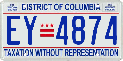 DC license plate EY4874