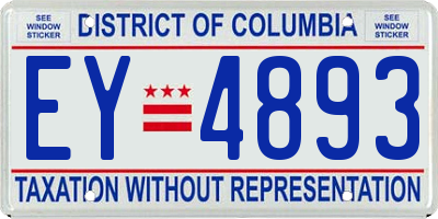 DC license plate EY4893