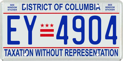 DC license plate EY4904