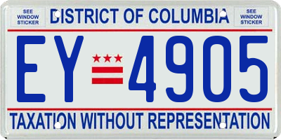 DC license plate EY4905