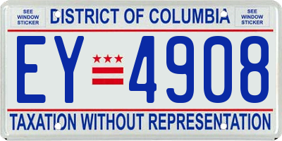 DC license plate EY4908