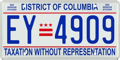 DC license plate EY4909