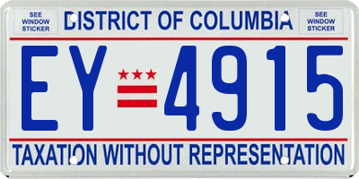 DC license plate EY4915
