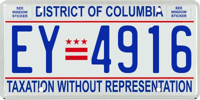 DC license plate EY4916