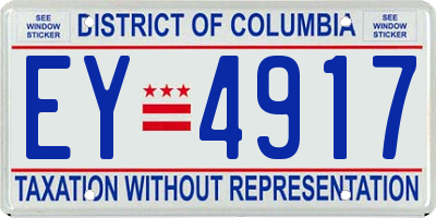 DC license plate EY4917